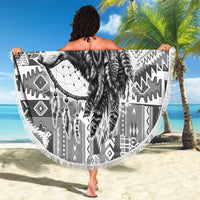 Indigenous Peoples Day Beach Blanket Native American Wolf with Dreamcatcher - Wonder Print Shop