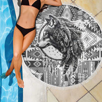 Indigenous Peoples Day Beach Blanket Native American Wolf with Dreamcatcher - Wonder Print Shop