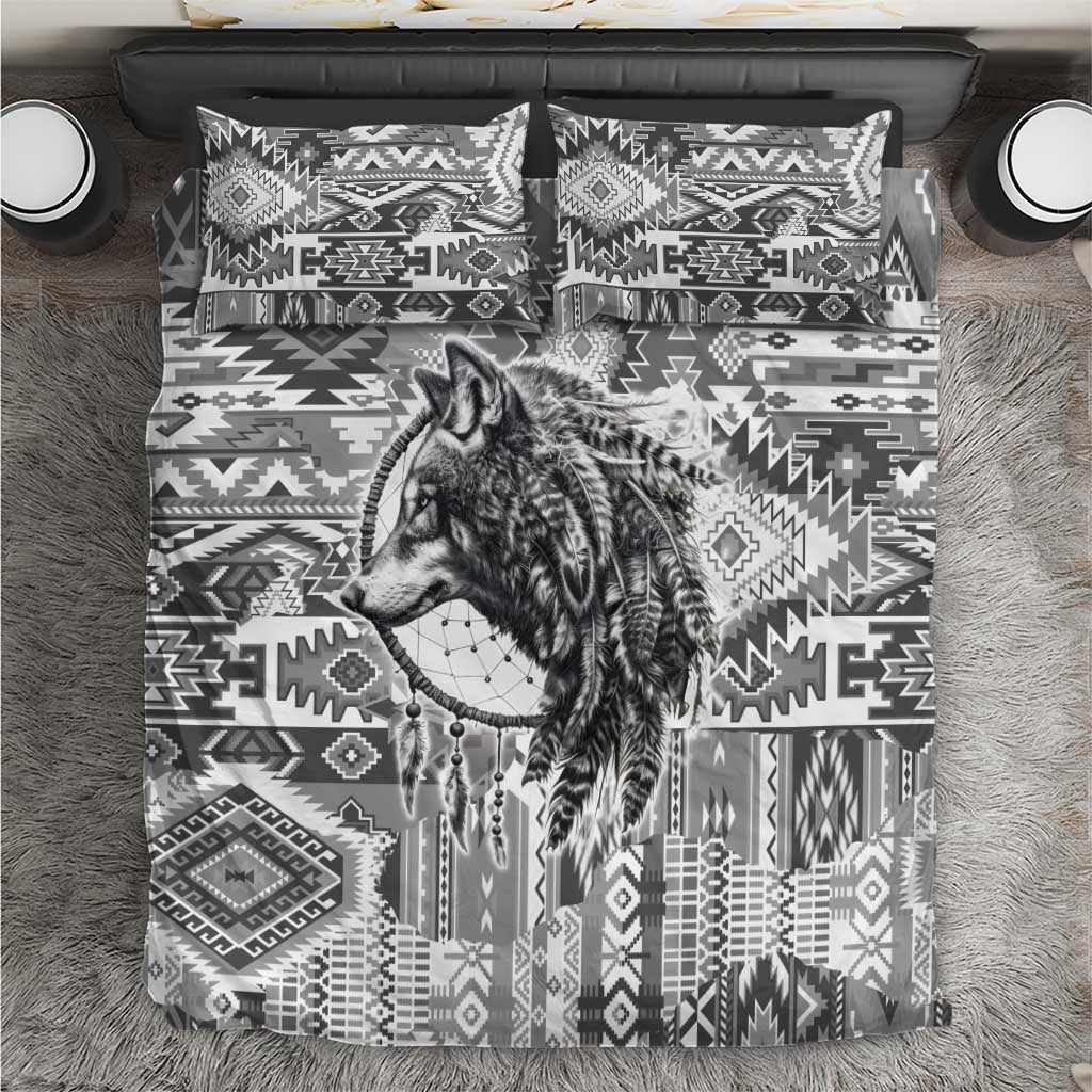 Indigenous Peoples Day Bedding Set Native American Wolf with Dreamcatcher - Wonder Print Shop