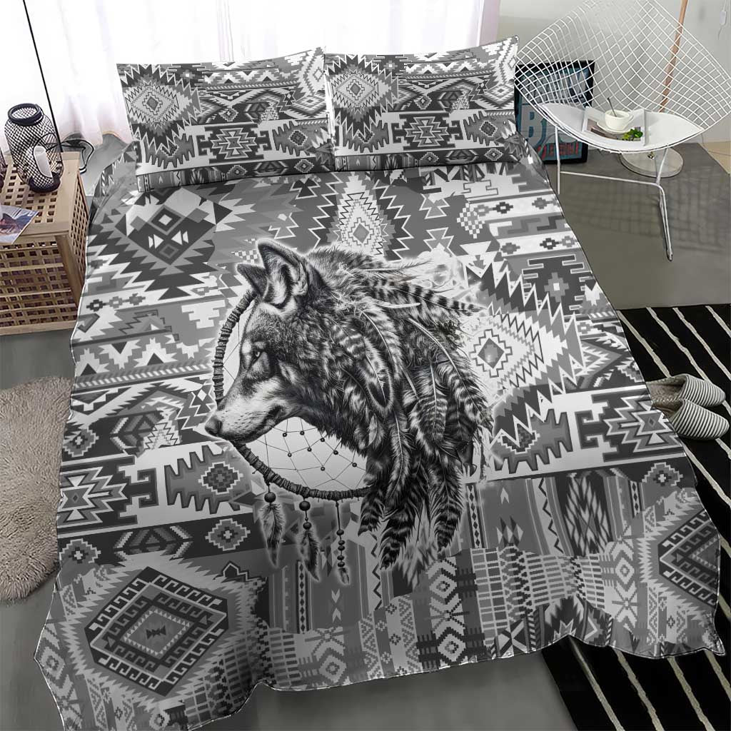 Indigenous Peoples Day Bedding Set Native American Wolf with Dreamcatcher - Wonder Print Shop