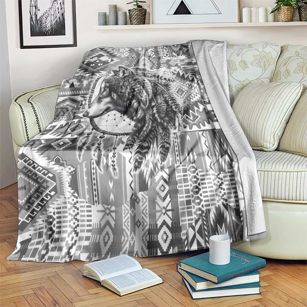 Indigenous Peoples Day Blanket Native American Wolf with Dreamcatcher - Wonder Print Shop