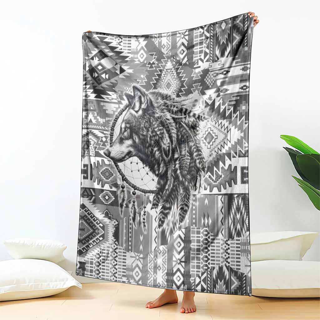 Indigenous Peoples Day Blanket Native American Wolf with Dreamcatcher - Wonder Print Shop