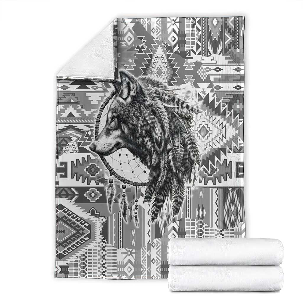 Indigenous Peoples Day Blanket Native American Wolf with Dreamcatcher - Wonder Print Shop