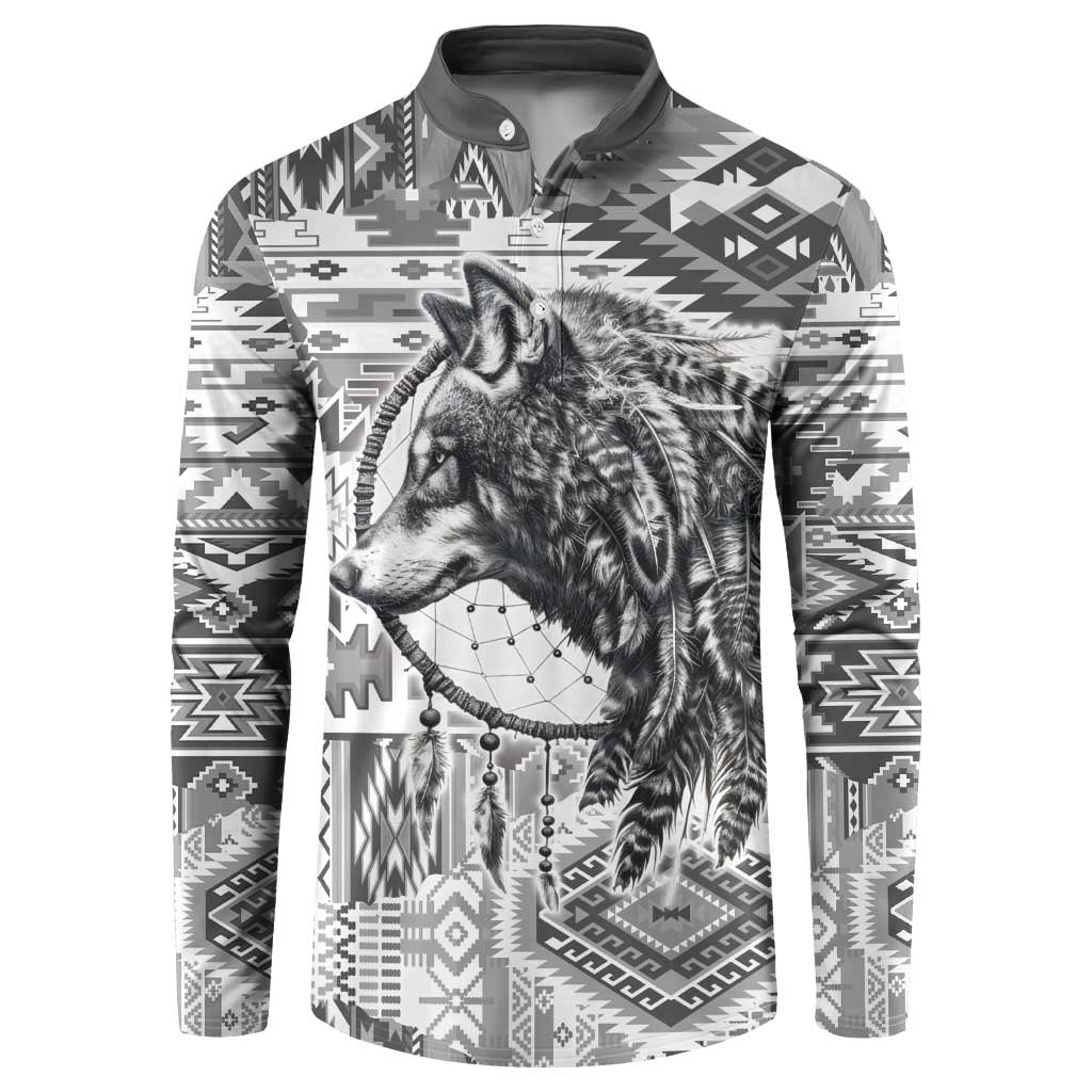 Indigenous Peoples Day Button Sweatshirt Native American Wolf with Dreamcatcher - Wonder Print Shop
