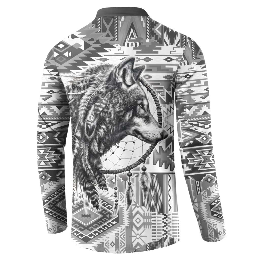 Indigenous Peoples Day Button Sweatshirt Native American Wolf with Dreamcatcher - Wonder Print Shop