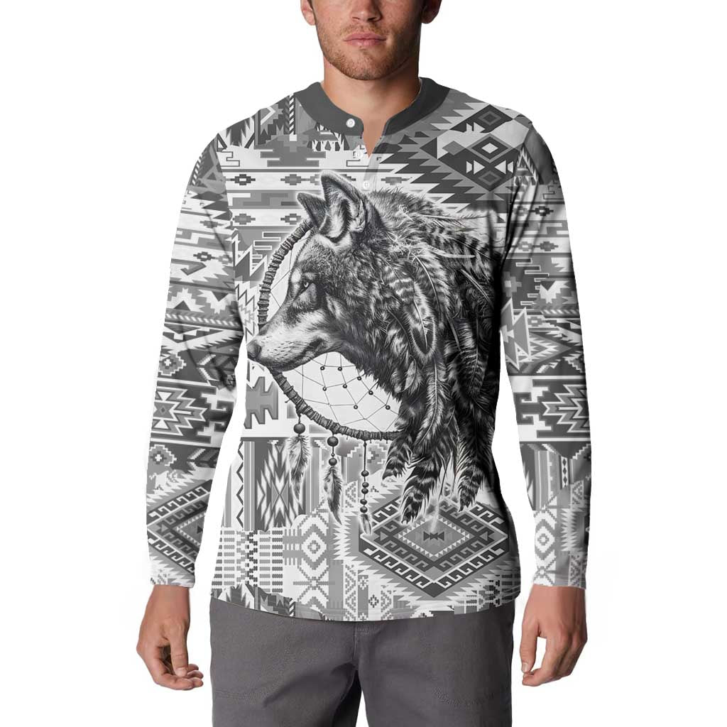 Indigenous Peoples Day Button Sweatshirt Native American Wolf with Dreamcatcher - Wonder Print Shop