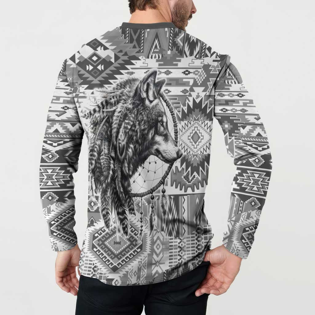 Indigenous Peoples Day Button Sweatshirt Native American Wolf with Dreamcatcher - Wonder Print Shop