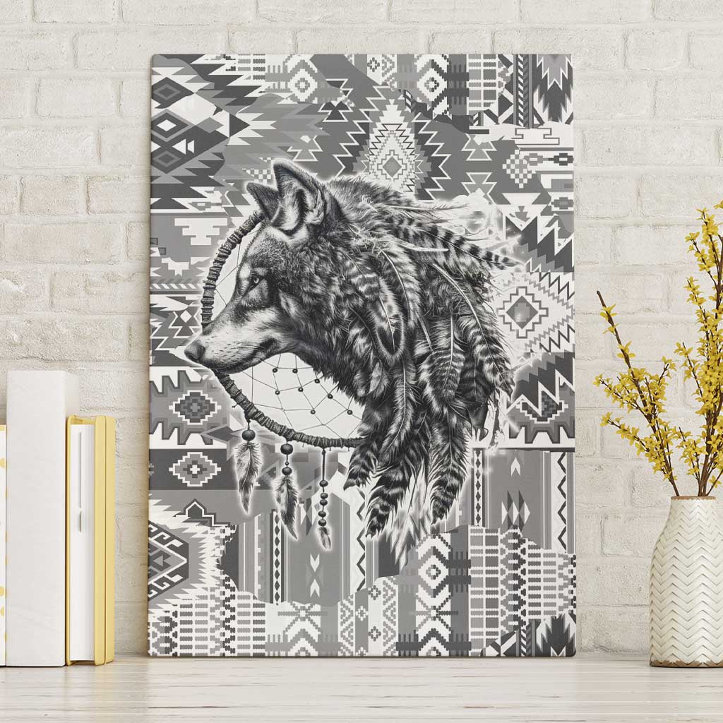 Indigenous Peoples Day Canvas Wall Art Native American Wolf with Dreamcatcher - Wonder Print Shop