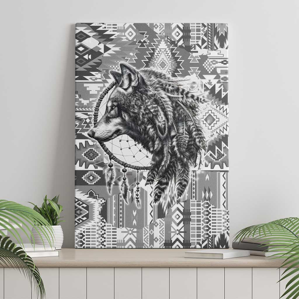 Indigenous Peoples Day Canvas Wall Art Native American Wolf with Dreamcatcher - Wonder Print Shop