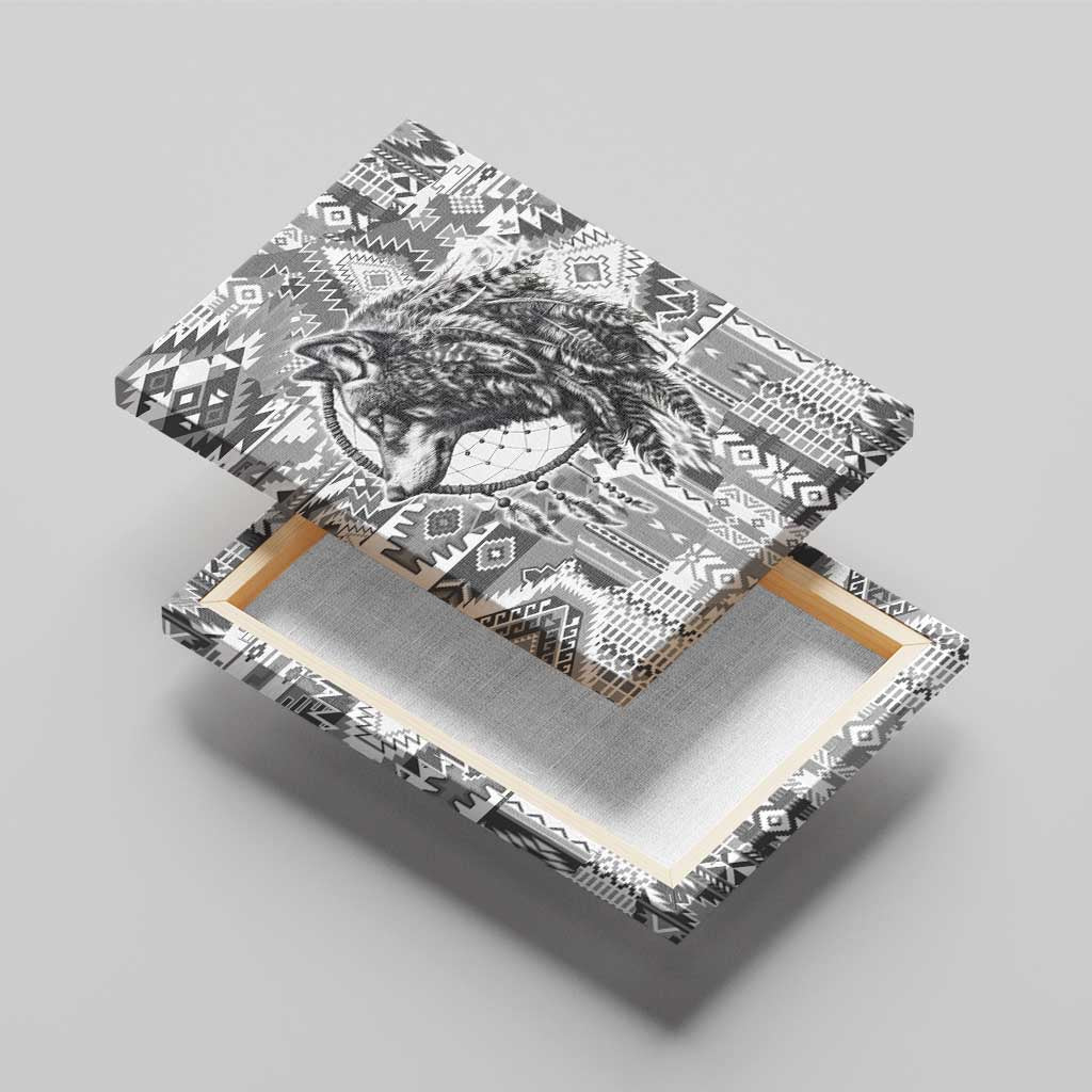 Indigenous Peoples Day Canvas Wall Art Native American Wolf with Dreamcatcher - Wonder Print Shop