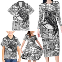 Indigenous Peoples Day Family Matching Long Sleeve Bodycon Dress and Hawaiian Shirt Native American Wolf with Dreamcatcher - Wonder Print Shop