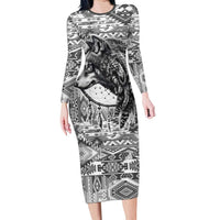 Indigenous Peoples Day Family Matching Long Sleeve Bodycon Dress and Hawaiian Shirt Native American Wolf with Dreamcatcher - Wonder Print Shop
