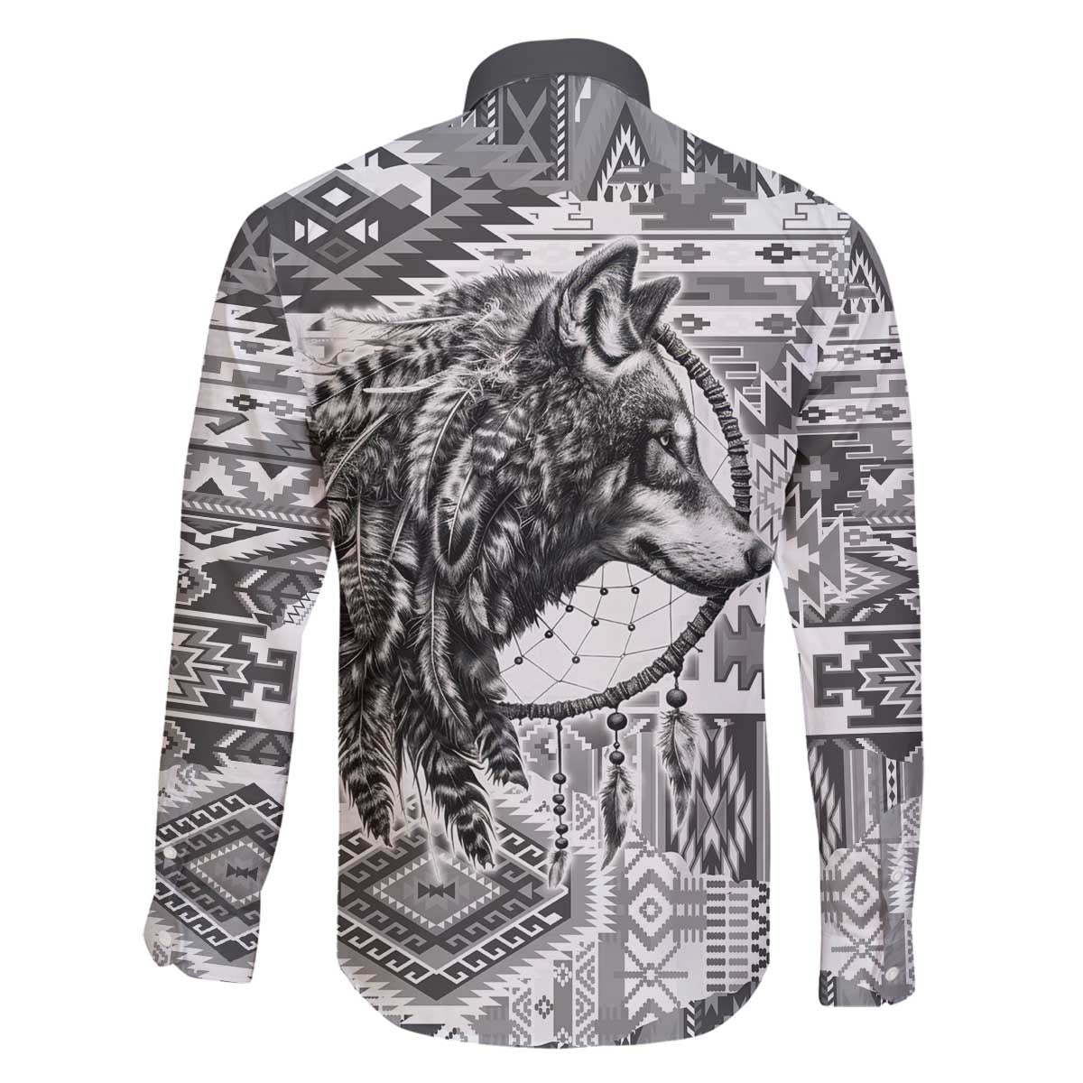 Indigenous Peoples Day Family Matching Off The Shoulder Long Sleeve Dress and Hawaiian Shirt Native American Wolf with Dreamcatcher - Wonder Print Shop