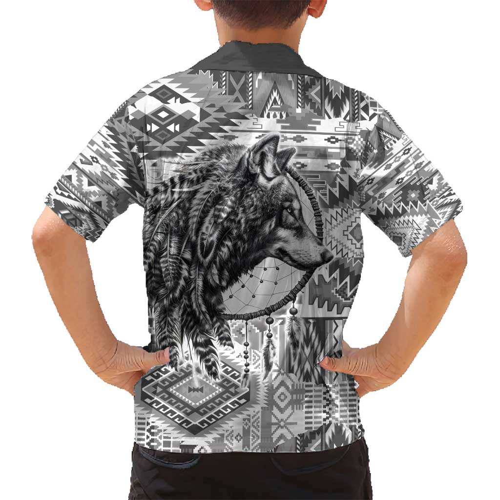 Indigenous Peoples Day Family Matching Off Shoulder Short Dress and Hawaiian Shirt Native American Wolf with Dreamcatcher - Wonder Print Shop