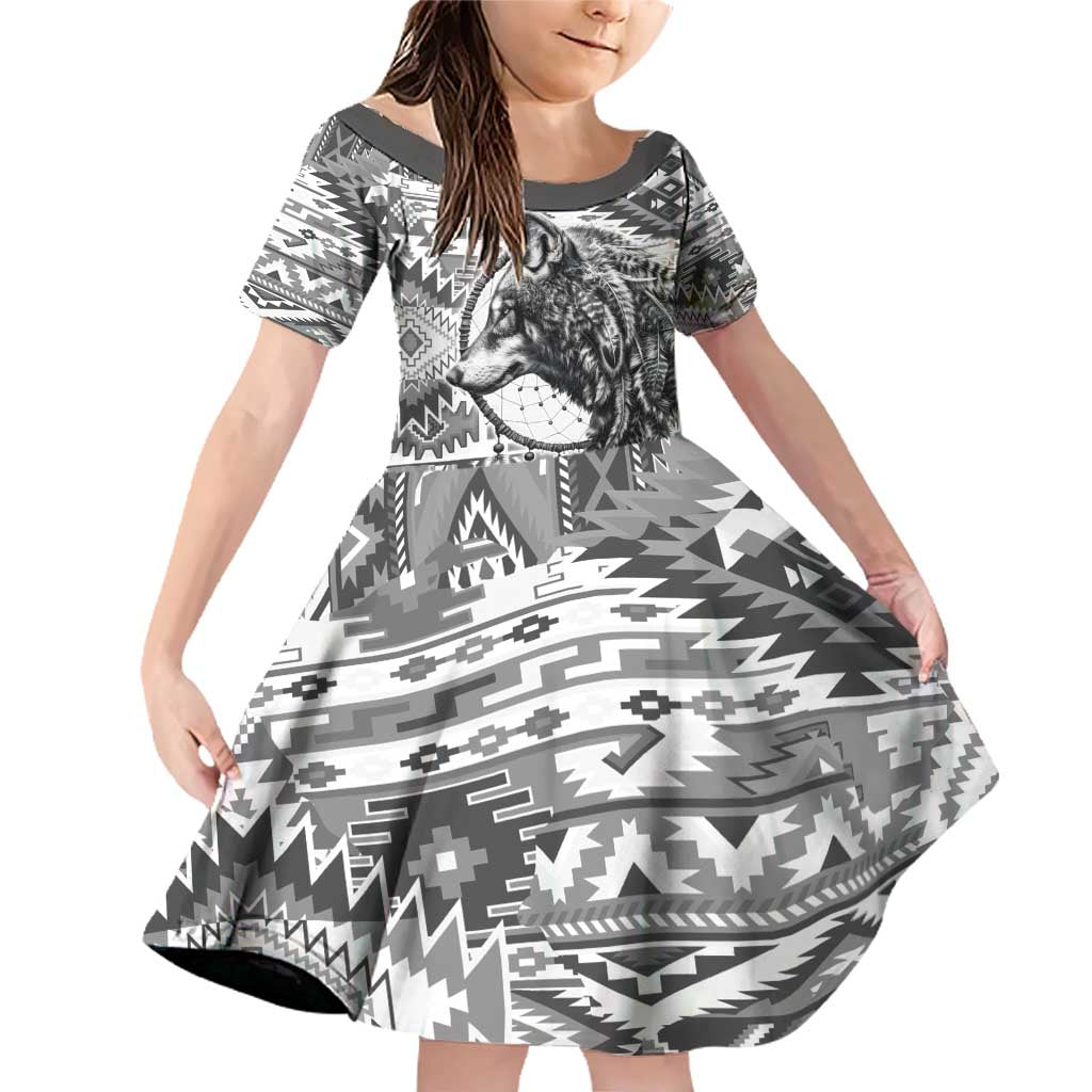 Indigenous Peoples Day Family Matching Off Shoulder Short Dress and Hawaiian Shirt Native American Wolf with Dreamcatcher - Wonder Print Shop