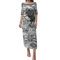 Indigenous Peoples Day Family Matching Puletasi and Hawaiian Shirt Native American Wolf with Dreamcatcher - Wonder Print Shop