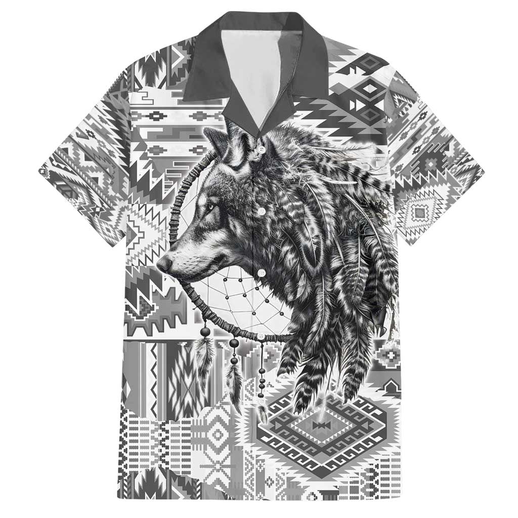 Indigenous Peoples Day Family Matching Short Sleeve Bodycon Dress and Hawaiian Shirt Native American Wolf with Dreamcatcher - Wonder Print Shop