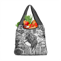 Indigenous Peoples Day Grocery Bag Native American Wolf with Dreamcatcher - Wonder Print Shop