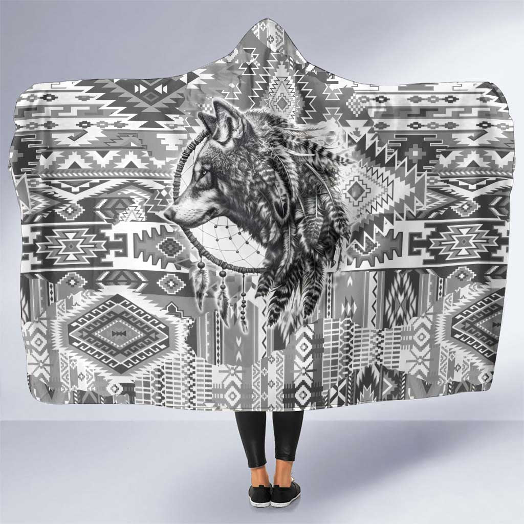 Indigenous Peoples Day Hooded Blanket Native American Wolf with Dreamcatcher - Wonder Print Shop