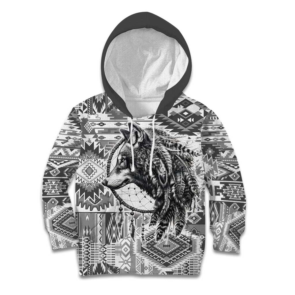 Indigenous Peoples Day Kid Hoodie Native American Wolf with Dreamcatcher - Wonder Print Shop