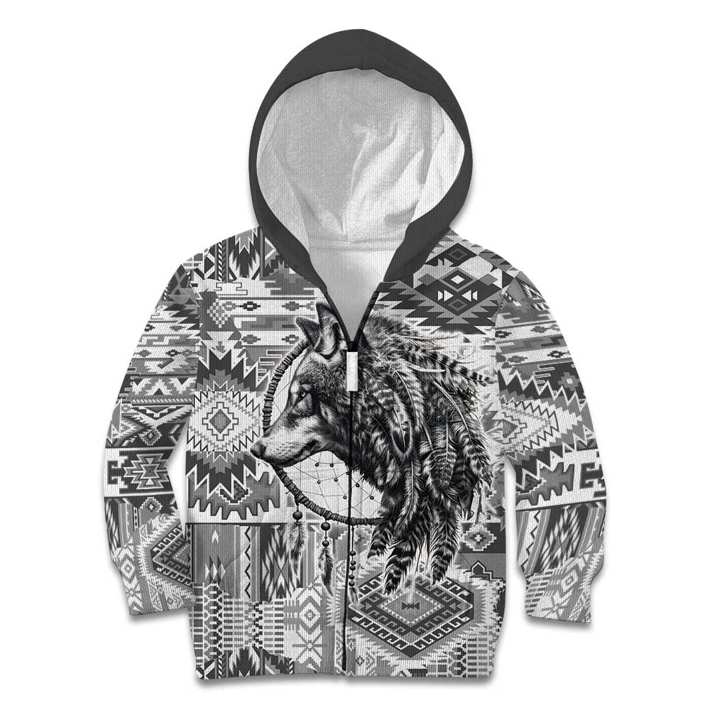 Indigenous Peoples Day Kid Hoodie Native American Wolf with Dreamcatcher - Wonder Print Shop