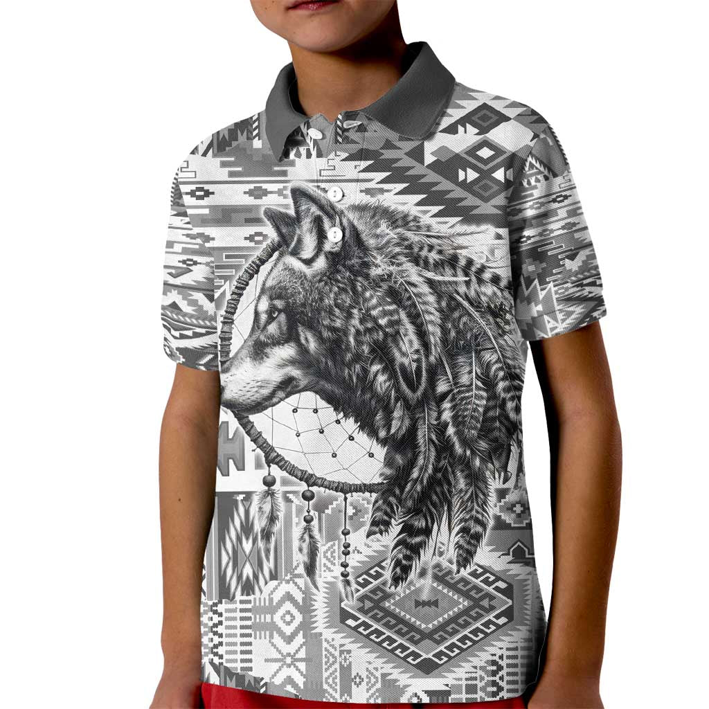 Indigenous Peoples Day Kid Polo Shirt Native American Wolf with Dreamcatcher - Wonder Print Shop