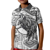 Indigenous Peoples Day Kid Polo Shirt Native American Wolf with Dreamcatcher - Wonder Print Shop