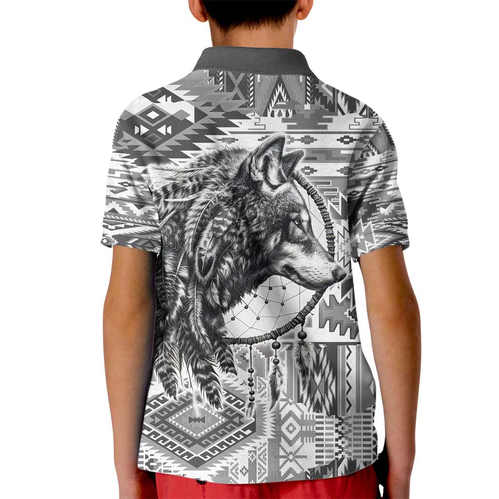 Indigenous Peoples Day Kid Polo Shirt Native American Wolf with Dreamcatcher - Wonder Print Shop