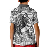 Indigenous Peoples Day Kid Polo Shirt Native American Wolf with Dreamcatcher - Wonder Print Shop