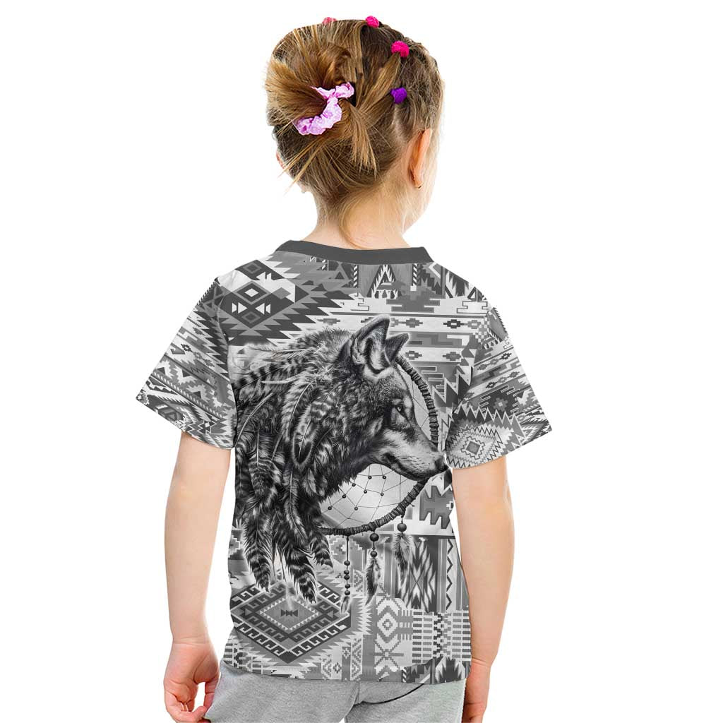 Indigenous Peoples Day Kid T Shirt Native American Wolf with Dreamcatcher - Wonder Print Shop