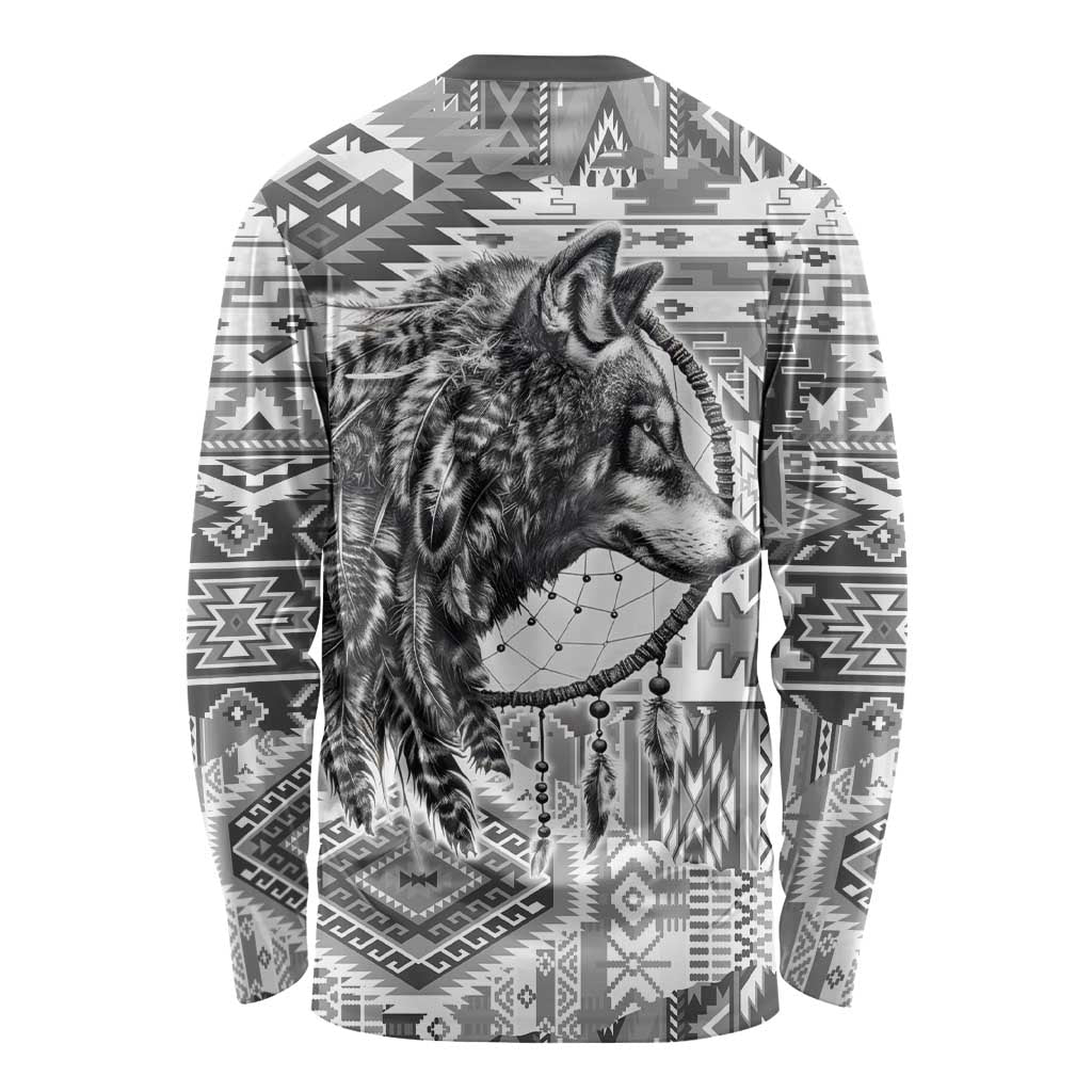 Indigenous Peoples Day Long Sleeve Shirt Native American Wolf with Dreamcatcher - Wonder Print Shop
