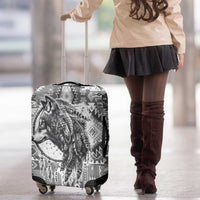 Indigenous Peoples Day Luggage Cover Native American Wolf with Dreamcatcher - Wonder Print Shop