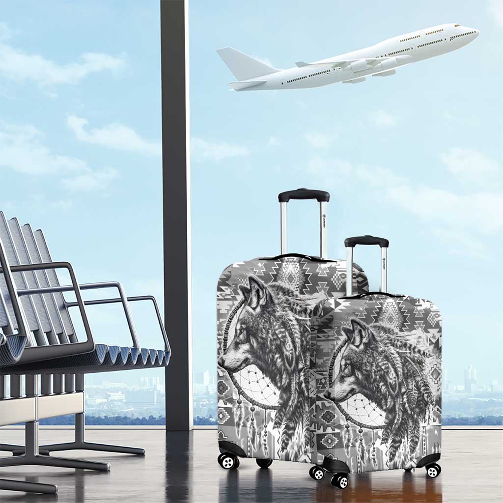 Indigenous Peoples Day Luggage Cover Native American Wolf with Dreamcatcher - Wonder Print Shop