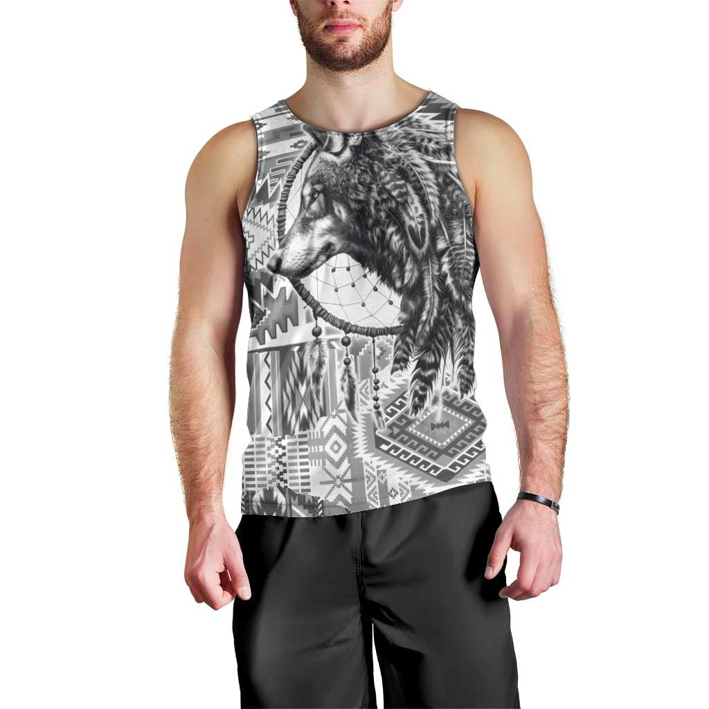 Indigenous Peoples Day Men Tank Top Native American Wolf with Dreamcatcher - Wonder Print Shop