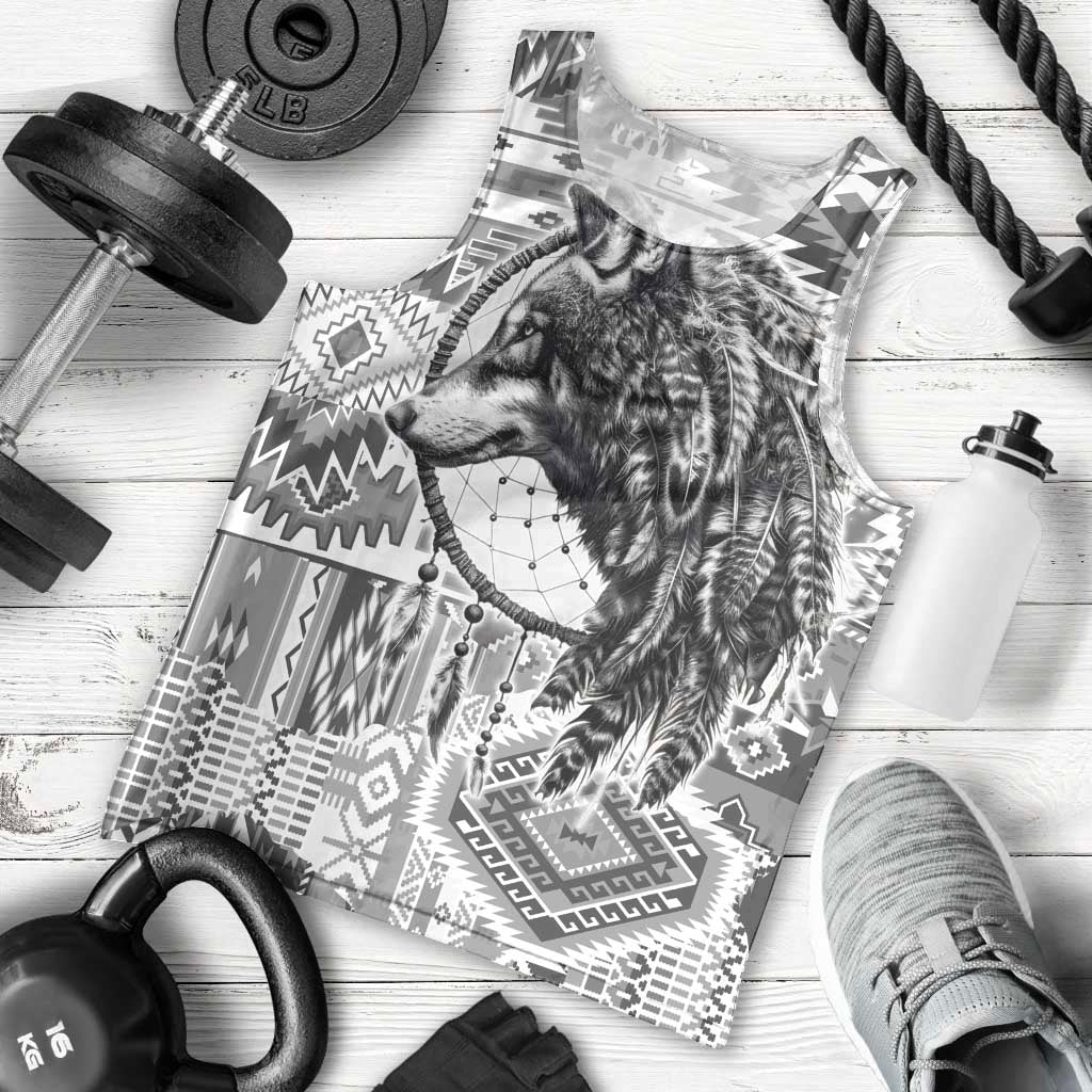 Indigenous Peoples Day Men Tank Top Native American Wolf with Dreamcatcher - Wonder Print Shop