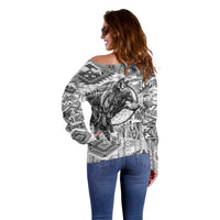 Indigenous Peoples Day Off Shoulder Sweater Native American Wolf with Dreamcatcher - Wonder Print Shop