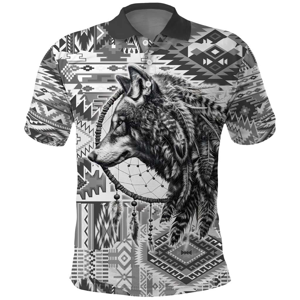 Indigenous Peoples Day Polo Shirt Native American Wolf with Dreamcatcher - Wonder Print Shop