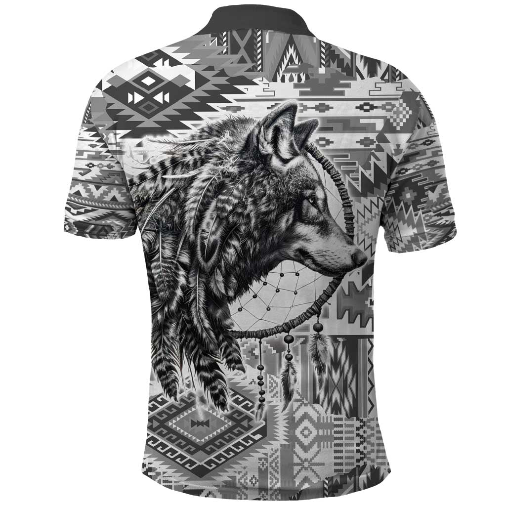 Indigenous Peoples Day Polo Shirt Native American Wolf with Dreamcatcher - Wonder Print Shop