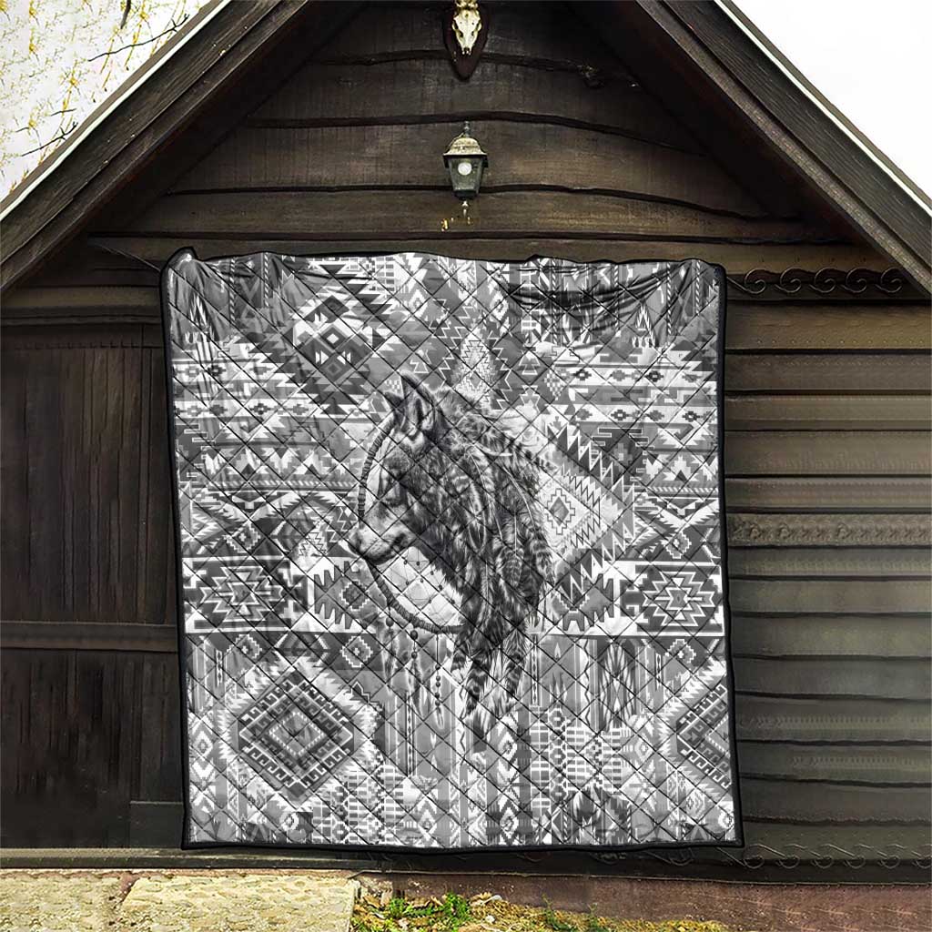 Indigenous Peoples Day Quilt Native American Wolf with Dreamcatcher - Wonder Print Shop