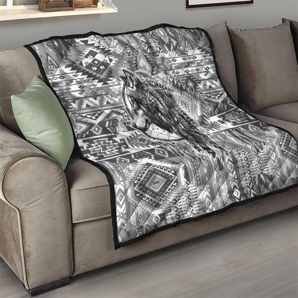 Indigenous Peoples Day Quilt Native American Wolf with Dreamcatcher - Wonder Print Shop