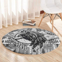 Indigenous Peoples Day Round Carpet Native American Wolf with Dreamcatcher - Wonder Print Shop