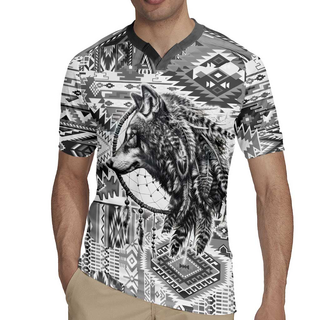 Indigenous Peoples Day Rugby Jersey Native American Wolf with Dreamcatcher - Wonder Print Shop