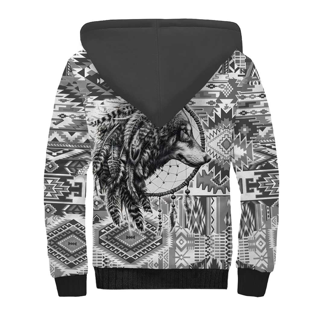 Indigenous Peoples Day Sherpa Hoodie Native American Wolf with Dreamcatcher - Wonder Print Shop