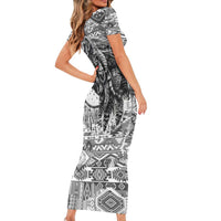 Indigenous Peoples Day Short Sleeve Bodycon Dress Native American Wolf with Dreamcatcher - Wonder Print Shop