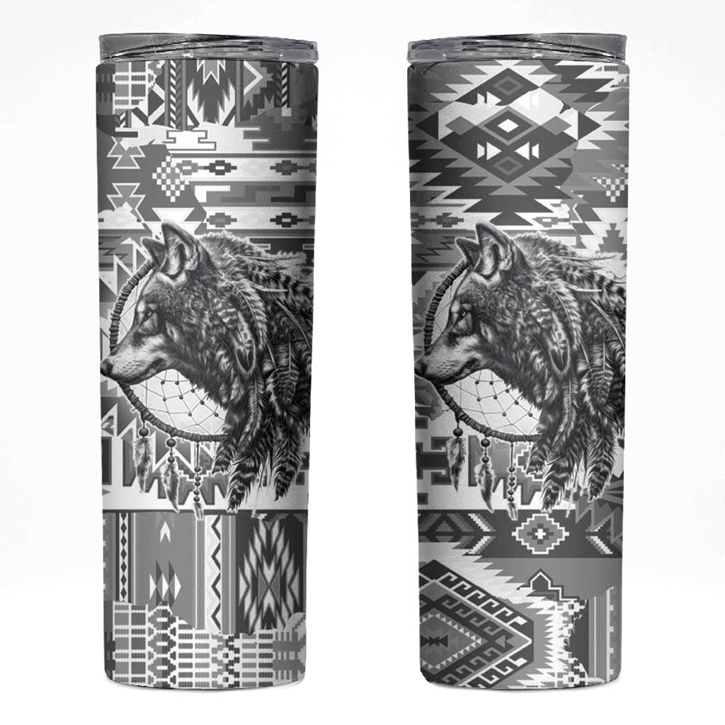 Indigenous Peoples Day Skinny Tumbler Native American Wolf with Dreamcatcher - Wonder Print Shop