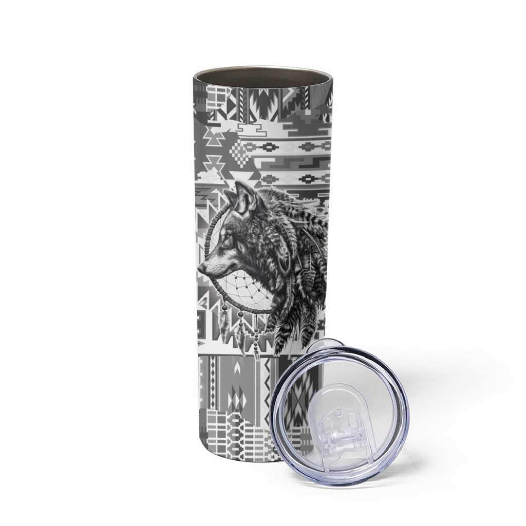 Indigenous Peoples Day Skinny Tumbler Native American Wolf with Dreamcatcher - Wonder Print Shop