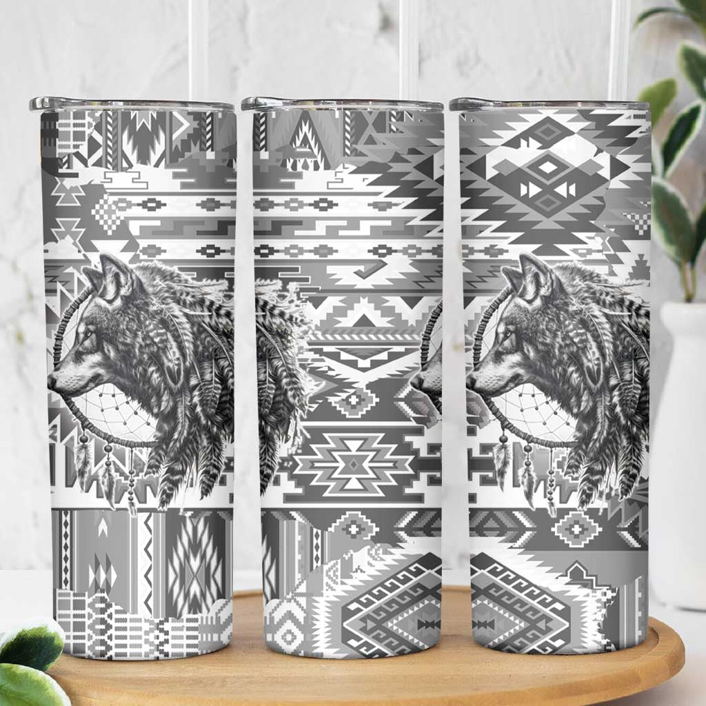 Indigenous Peoples Day Skinny Tumbler Native American Wolf with Dreamcatcher - Wonder Print Shop