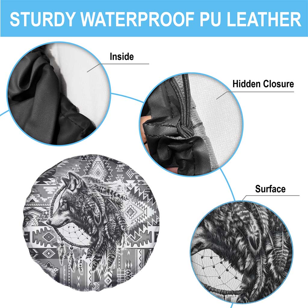 Indigenous Peoples Day Spare Tire Cover Native American Wolf with Dreamcatcher - Wonder Print Shop