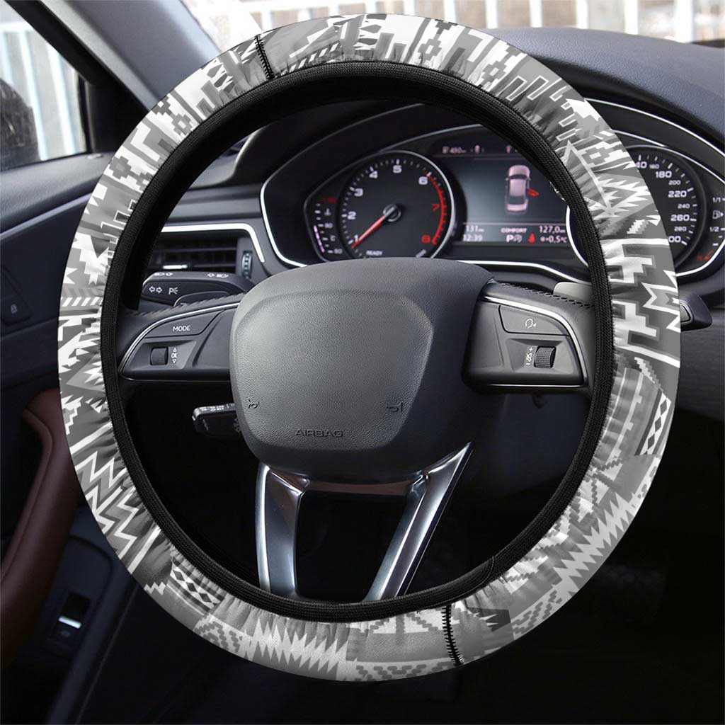 Indigenous Peoples Day Steering Wheel Cover Native American Wolf with Dreamcatcher - Wonder Print Shop