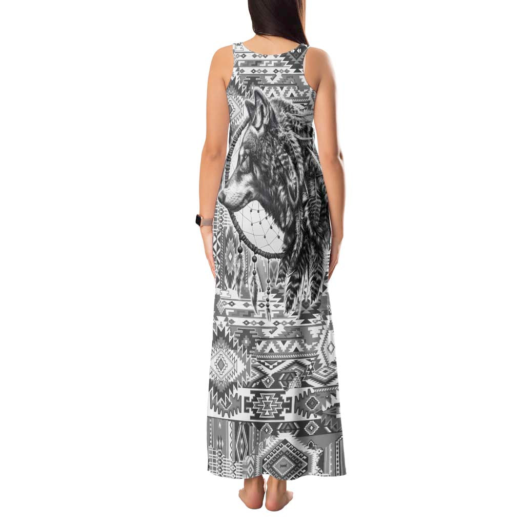 Indigenous Peoples Day Tank Maxi Dress Native American Wolf with Dreamcatcher - Wonder Print Shop